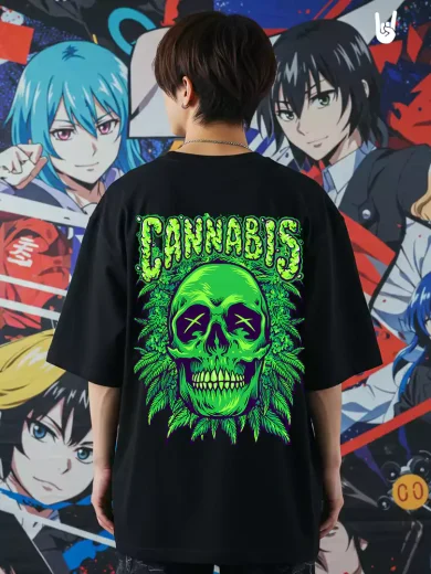 Cannabis Skull Graphic Oversized T-Shirt   Sources