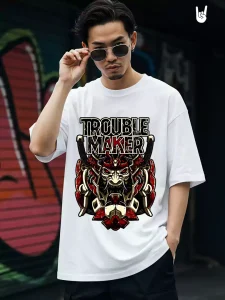 Oversized "Trouble Maker" Graphic T-Shirt