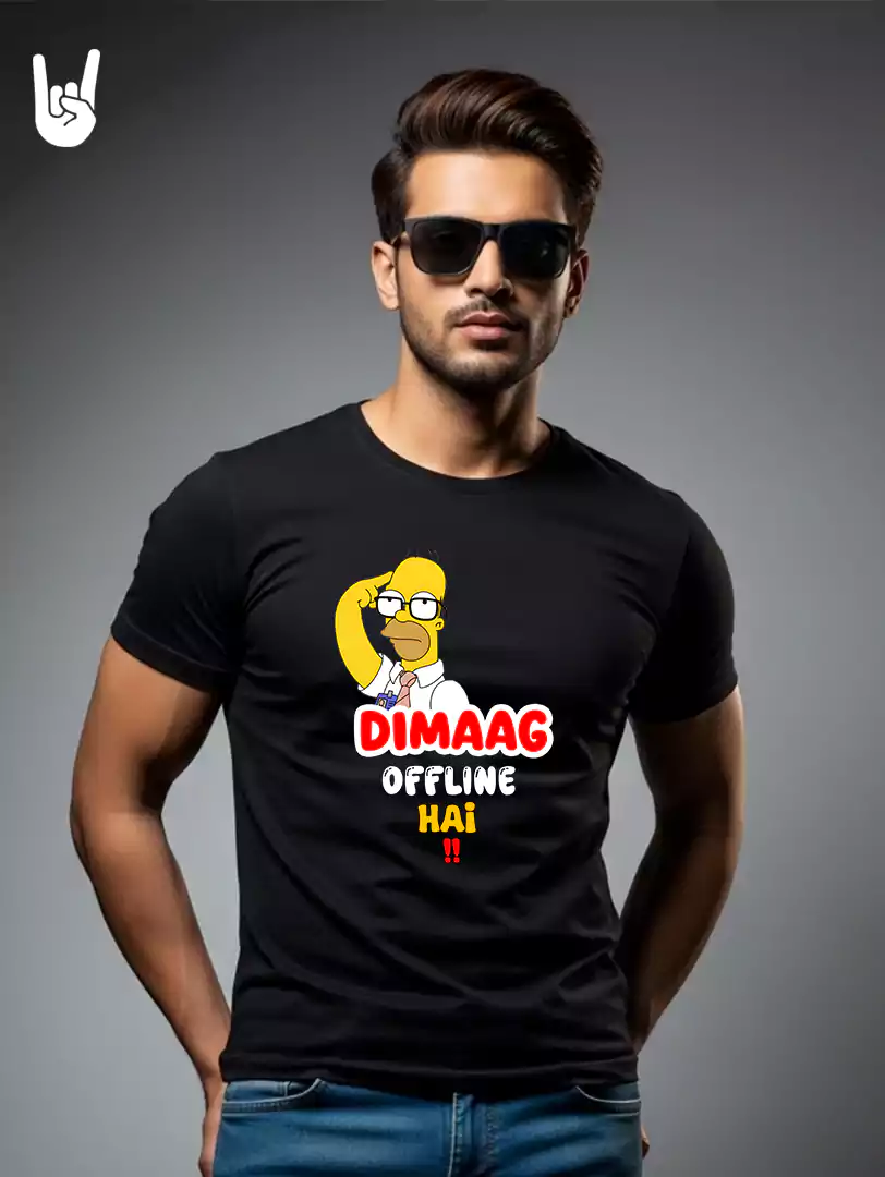 Dimag Offline Hai Hindi Printed T-Shirt
