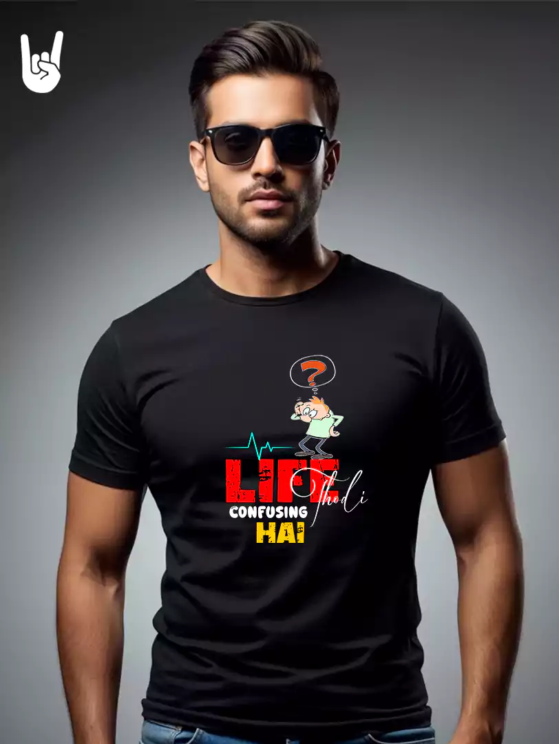 Life Confusing Hai Hindi Printed T-Shirt